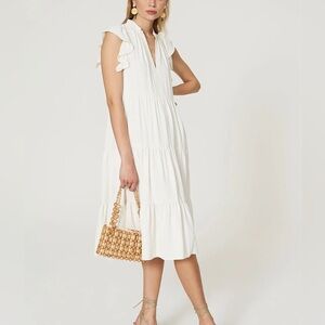 Amanda Uprichard Sheradin Tiered Eyelet Dress in White - Size Medium